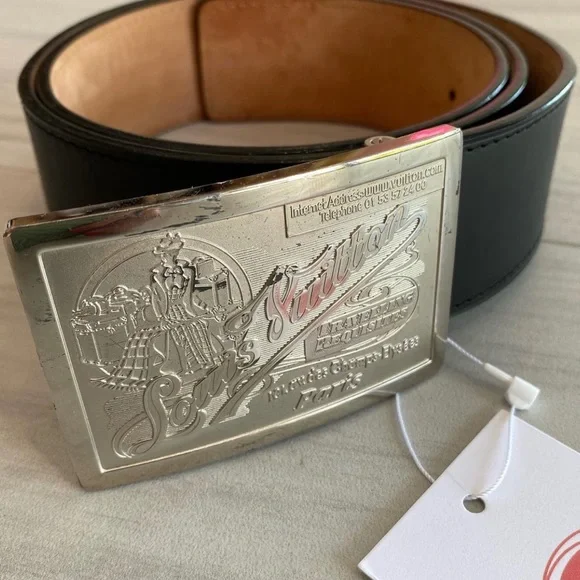 小物 90~00svintage LOUISVUITTON LVbuckle belt Authentic Louis Vuitton Brown Monogram Canvas Ceinture